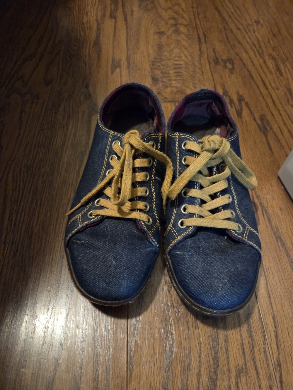 Dr. Martens Denim Navy Sneakers with Yellow Laces